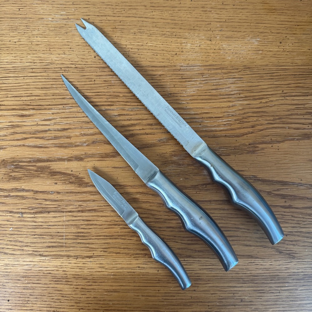 Forever Sharp Surgical Stainless Steel Knife Set 3 Piece Serrated Fillet Paring